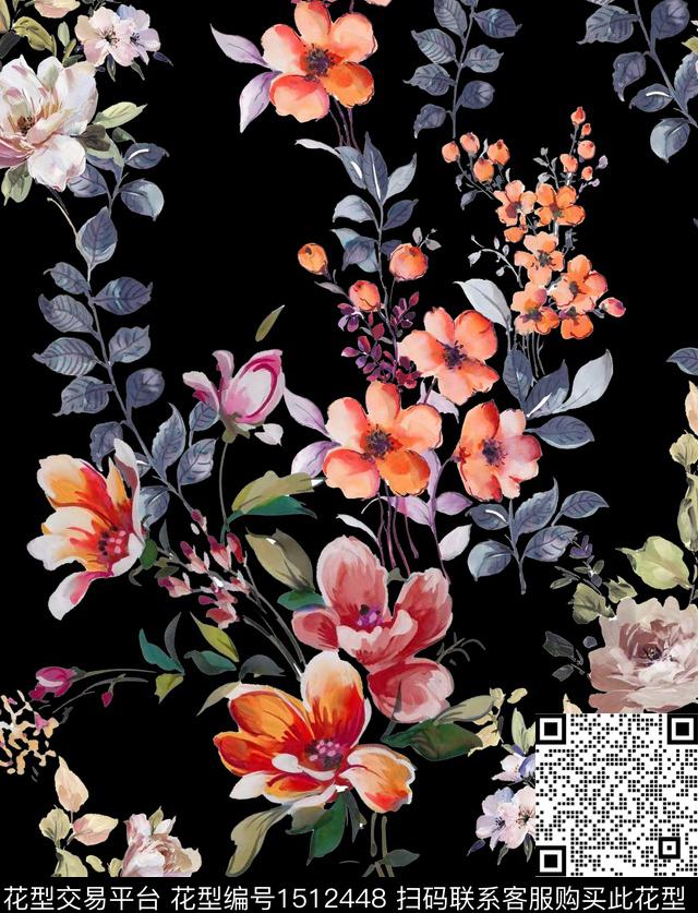 20220911秘密花园.jpg - 1512448 - 花卉 秋冬花型 繁花 - 数码印花花型 － 女装花型设计 － 瓦栏