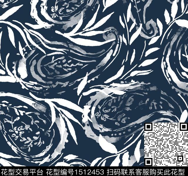 水彩民族风抽象数码印花花型下载（图片编号: 1512453） - 瓦栏（Walan）