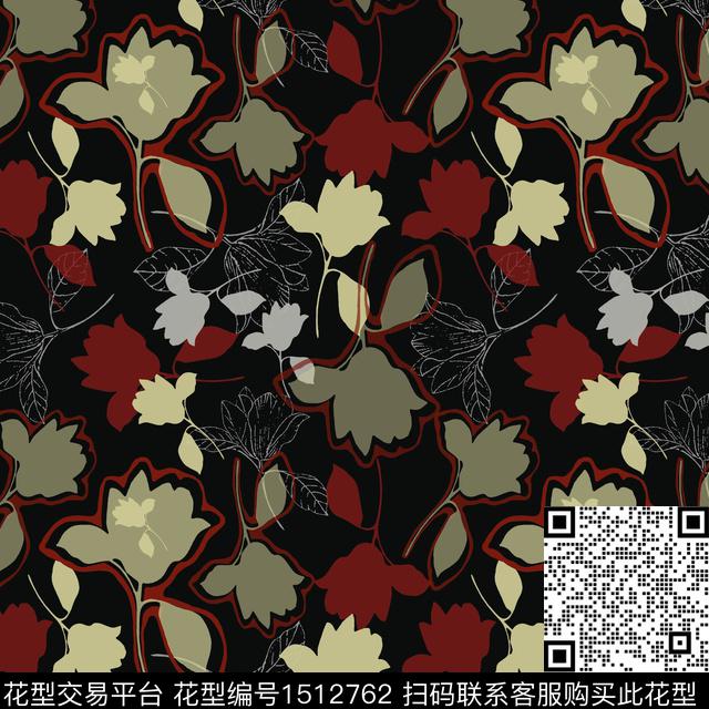 民族花卉女装平面花卉传统印花花型下载（图片编号: 1512762） - 瓦栏（Walan）