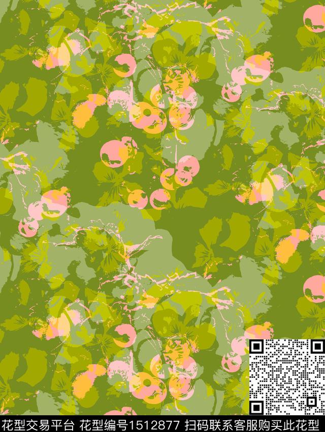 NXZP229003.jpg - 1512877 - 绿植树叶 水果 迷彩 - 数码印花花型 － 女装花型设计 － 瓦栏