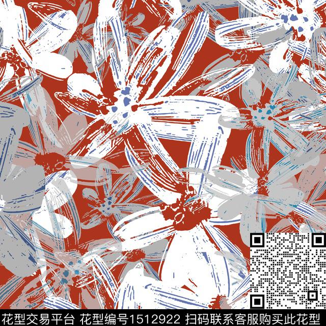 抽象花卉女装平面花卉传统印花花型下载（图片编号: 1512922） - 瓦栏（Walan）