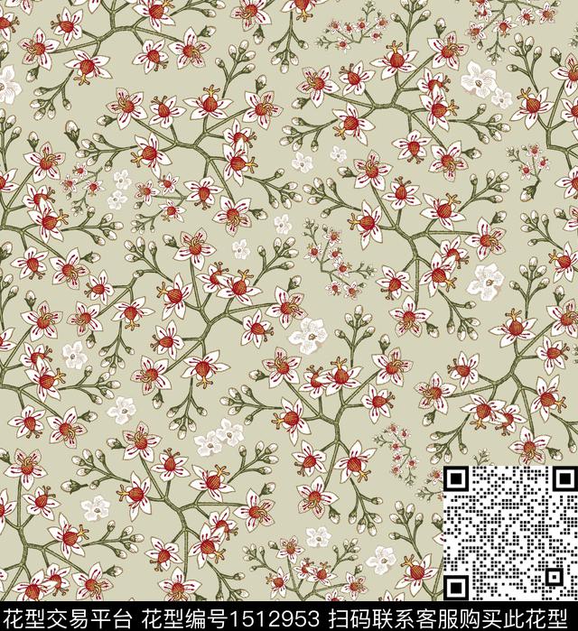 2022 9 15-1-1.jpg - 1512953 - 几何花卉 花卉 雪纺 - 传统印花花型 － 女装花型设计 － 瓦栏