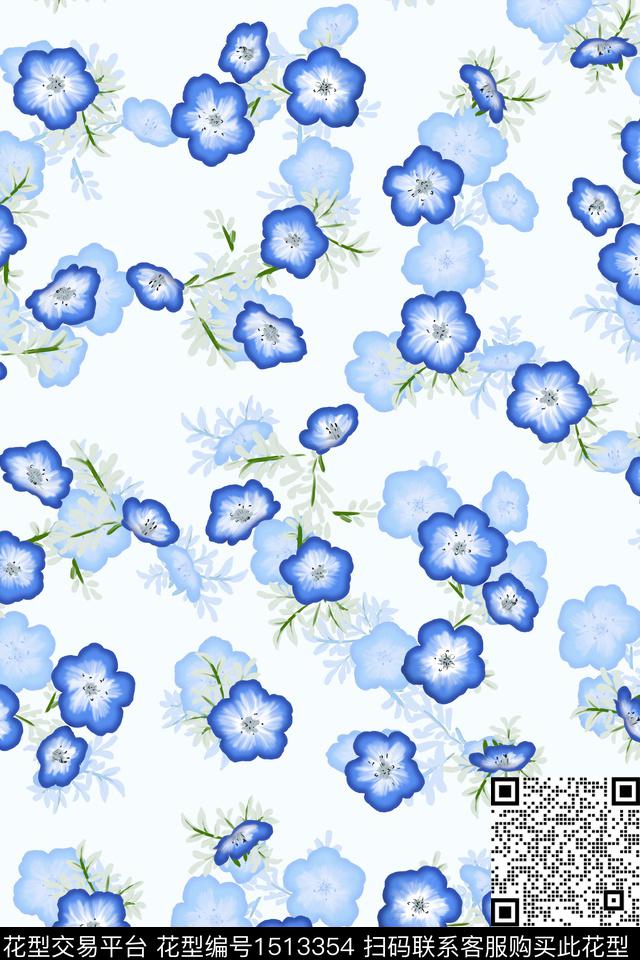 花卉大牌风小清新数码印花花型下载（图片编号: 1513354） - 瓦栏（Walan）