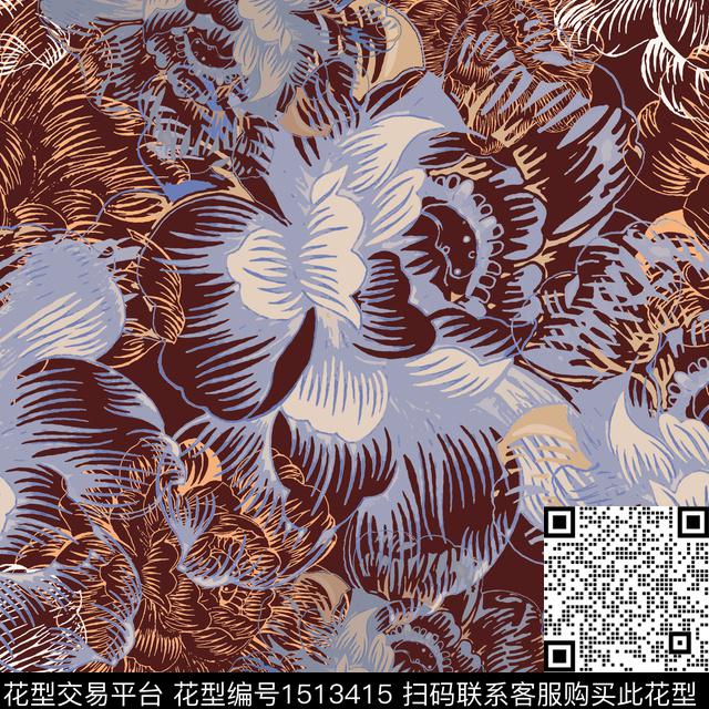 女装花卉平面花卉传统印花花型下载（图片编号: 1513415） - 瓦栏（Walan）