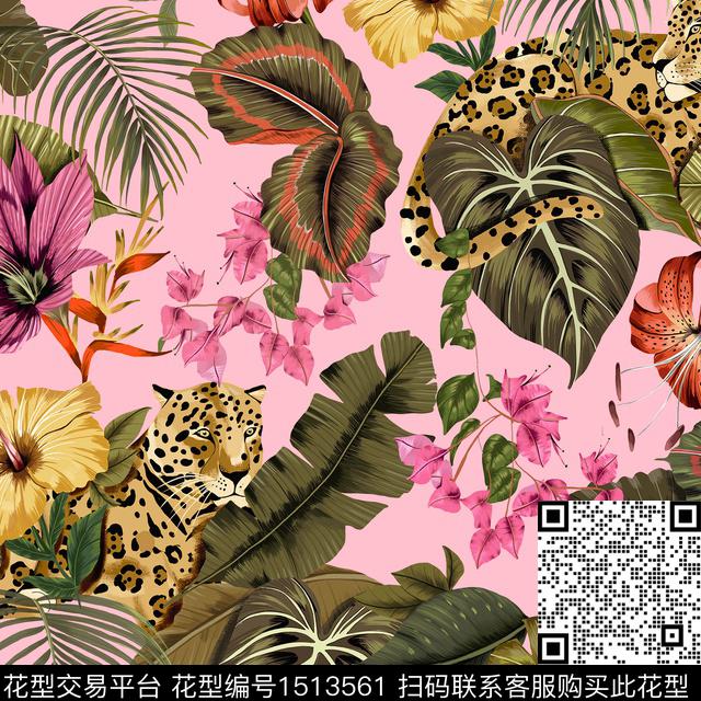R2209128.jpg - 1513561 - 泳装花型 豹子 热带花型 - 数码印花花型 － 女装花型设计 － 瓦栏