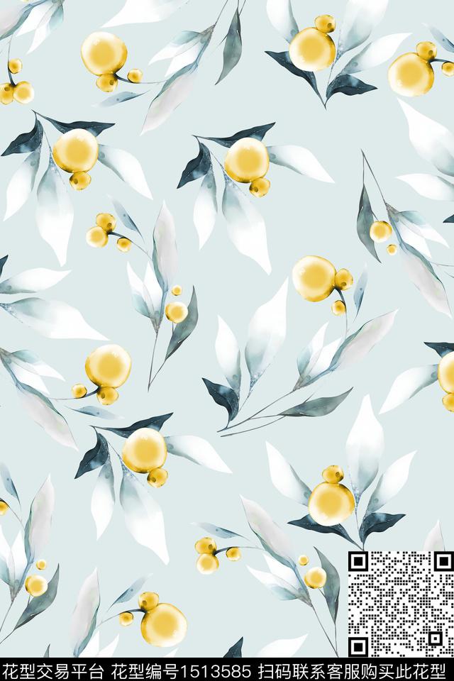 花卉大牌风小清新数码印花花型下载（图片编号: 1513585） - 瓦栏（Walan）