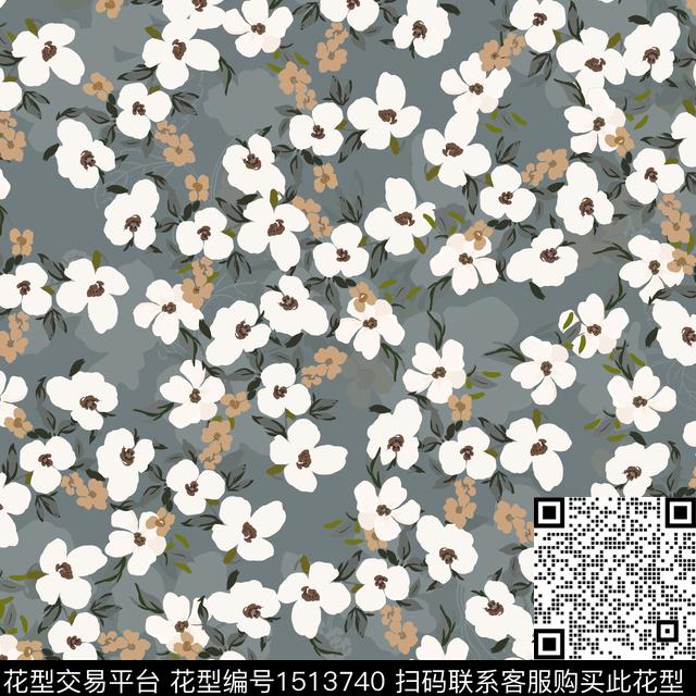 124.jpg - 1513740 - 花卉 手绘 矢量 - 数码印花花型 － 女装花型设计 － 瓦栏