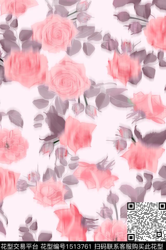 XZ3981.jpg - 1513761 - 花卉 小清新 真丝 - 数码印花花型 － 女装花型设计 － 瓦栏