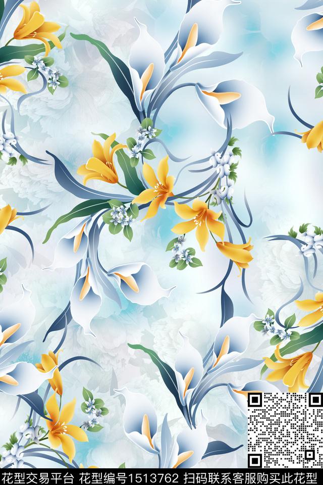 XZ3982.jpg - 1513762 - 花卉 小清新 真丝 - 数码印花花型 － 女装花型设计 － 瓦栏