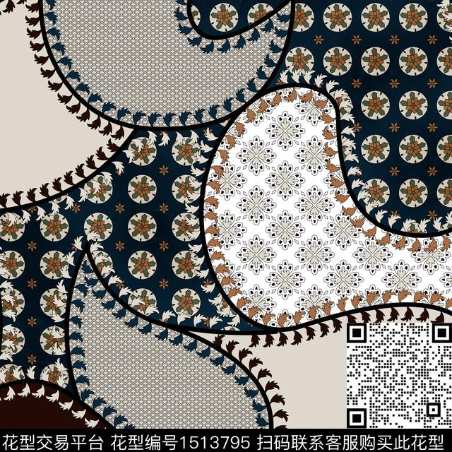 连衣裙女装休闲数码印花花型下载（图片编号: 1513795） - 瓦栏（Walan）