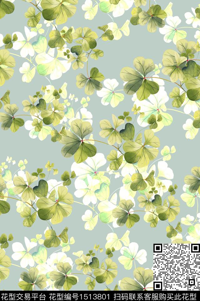 L184.jpg - 1513801 - 绿植树叶 花卉 春夏花型 - 数码印花花型 － 女装花型设计 － 瓦栏