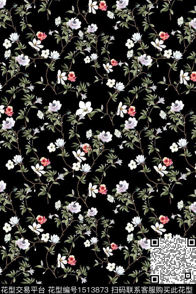 XZ3989.jpg - 1513873 - 花卉 真丝 小碎花 - 数码印花花型 － 女装花型设计 － 瓦栏