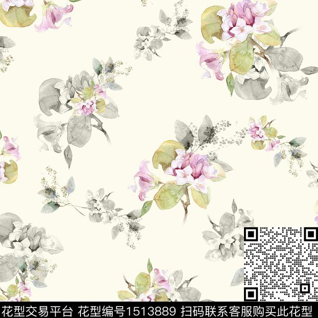 C22J09S24J7.jpg - 1513889 - 大牌风 小清新 手绘 - 数码印花花型 － 女装花型设计 － 瓦栏