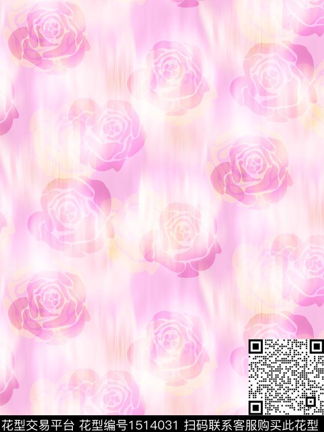 NXZP229053.jpg - 1514031 - 花卉 柔焦 玫瑰花 - 数码印花花型 － 女装花型设计 － 瓦栏
