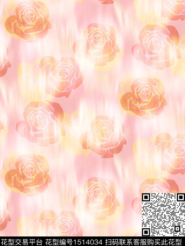 NXZP229054.jpg - 1514034 - 花卉 柔焦 玫瑰花 - 数码印花花型 － 女装花型设计 － 瓦栏