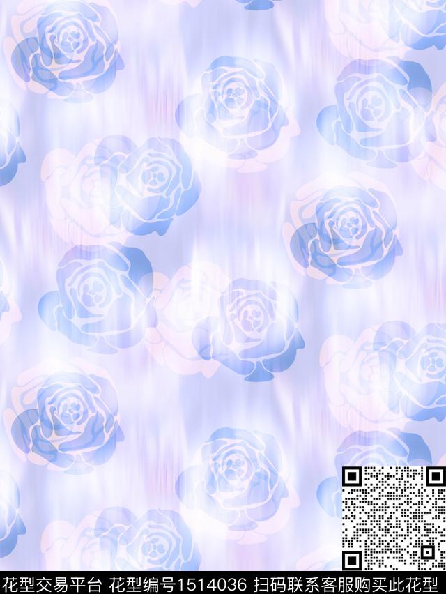 NXZP229055.jpg - 1514036 - 玫瑰花 花卉 柔焦 - 数码印花花型 － 女装花型设计 － 瓦栏