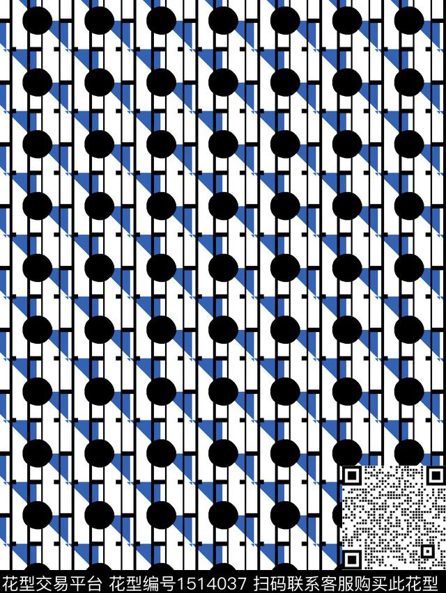 NXZP229032.jpg - 1514037 - 几何 三角形 圆形 - 数码印花花型 － 女装花型设计 － 瓦栏