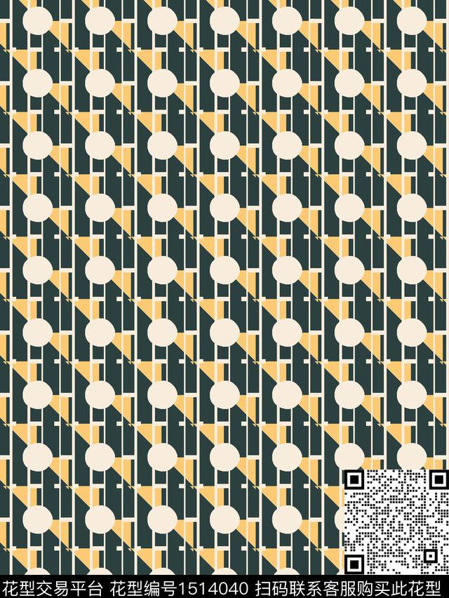 NXZP229035.jpg - 1514040 - 几何 三角形 圆形 - 数码印花花型 － 女装花型设计 － 瓦栏