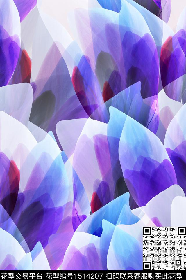肌理抽象花卉抽象数码印花花型下载（图片编号: 1514207） - 瓦栏（Walan）