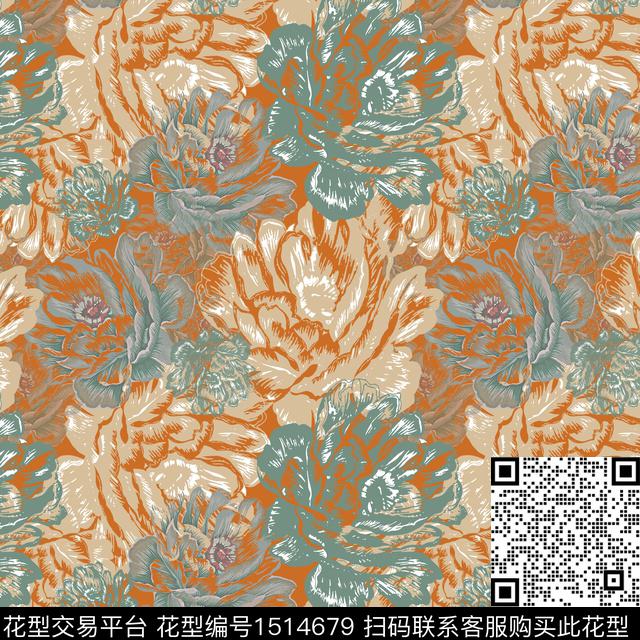 女装花卉平面花卉传统印花花型下载（图片编号: 1514679） - 瓦栏（Walan）