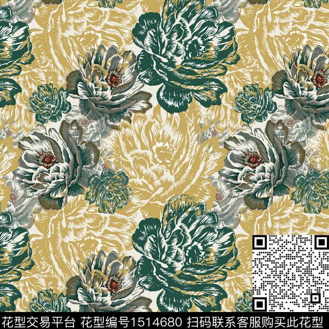 女装花卉平面花卉传统印花花型下载（图片编号: 1514680） - 瓦栏（Walan）