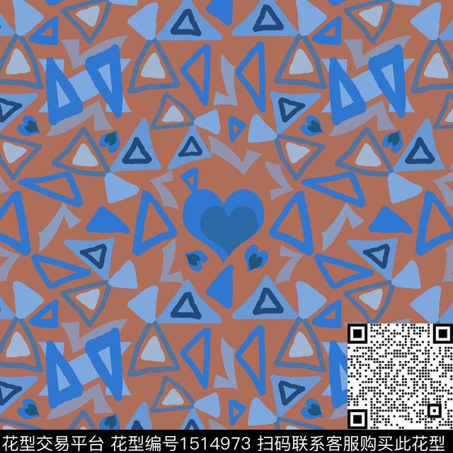 爱心几何三角形传统印花花型下载（图片编号: 1514973） - 瓦栏（Walan）