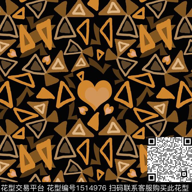 爱心几何三角形传统印花花型下载（图片编号: 1514976） - 瓦栏（Walan）