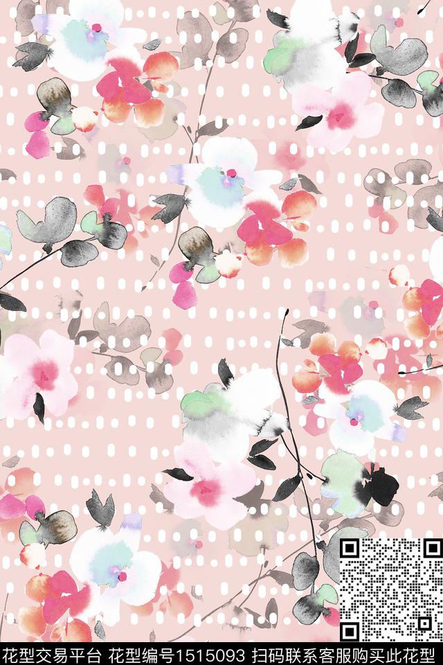 花卉大牌风小清新数码印花花型下载（图片编号: 1515093） - 瓦栏（Walan）