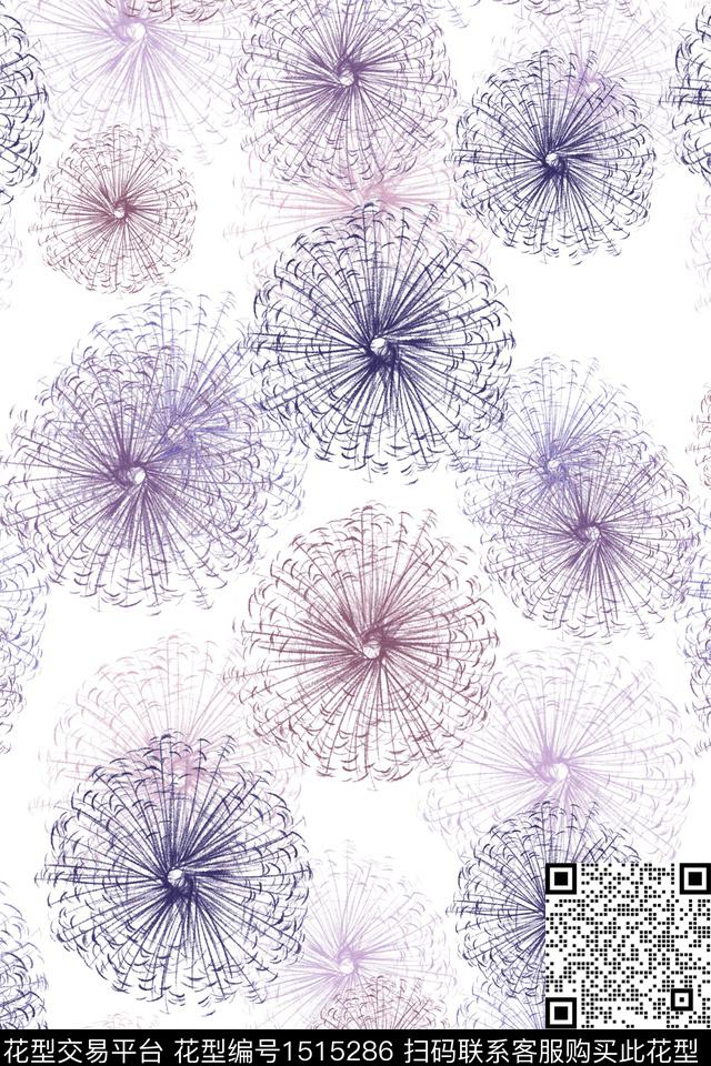 花卉大牌风小清新数码印花花型下载（图片编号: 1515286） - 瓦栏（Walan）