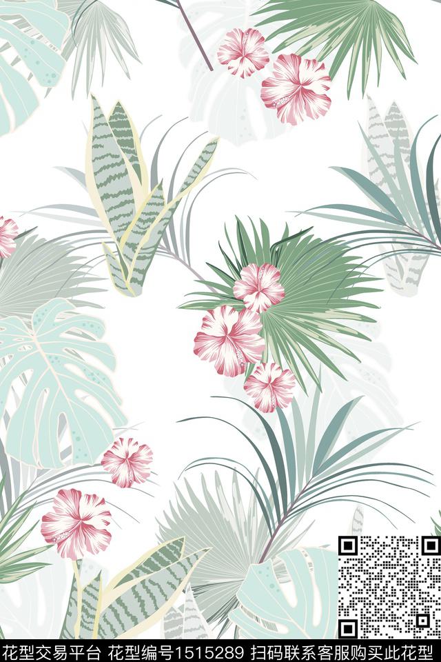 花卉大牌风小清新数码印花花型下载（图片编号: 1515289） - 瓦栏（Walan）