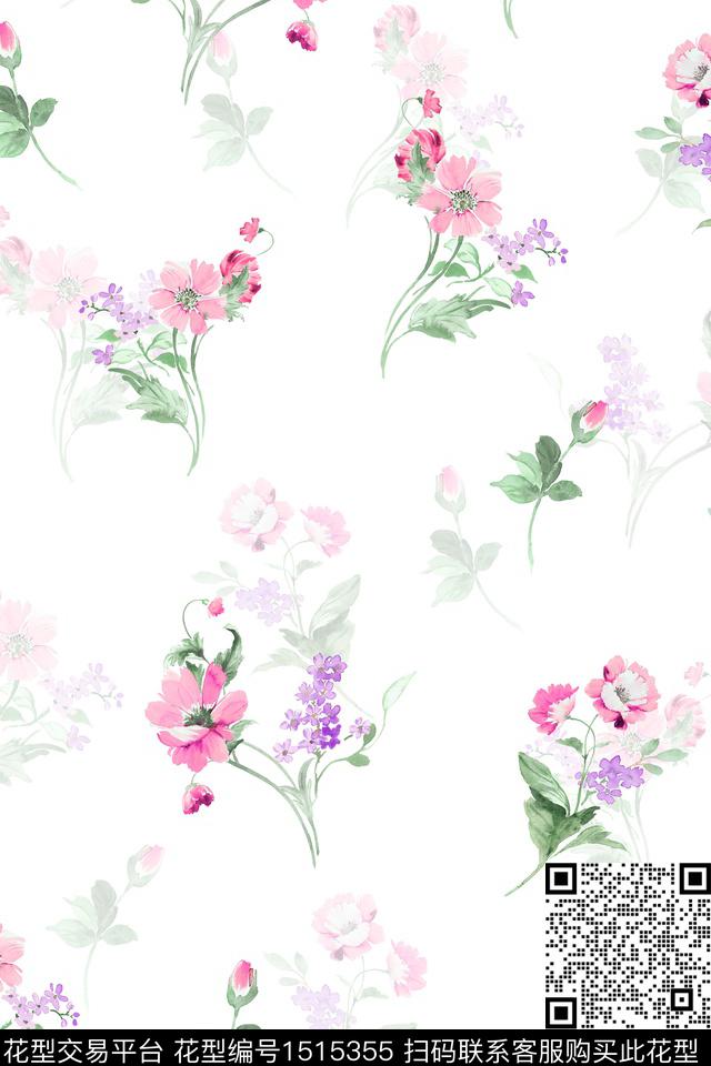 绿植树叶大牌风小清新数码印花花型下载（图片编号: 1515355） - 瓦栏（Walan）