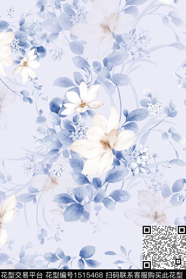 花卉大牌风真丝数码印花花型下载（图片编号: 1515468） - 瓦栏（Walan）