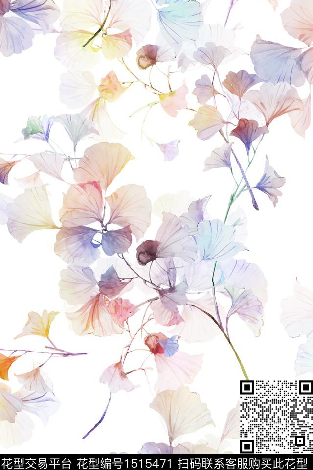 绿植树叶大牌风小清新数码印花花型下载（图片编号: 1515471） - 瓦栏（Walan）