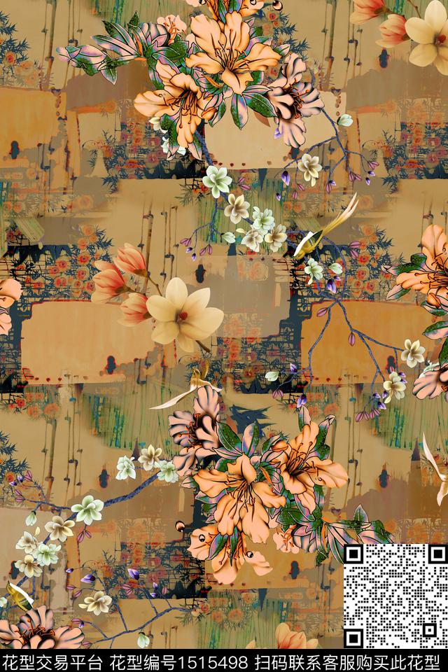 LT0C005.jpg - 1515498 - 香云纱 中国 中老年 - 数码印花花型 － 女装花型设计 － 瓦栏