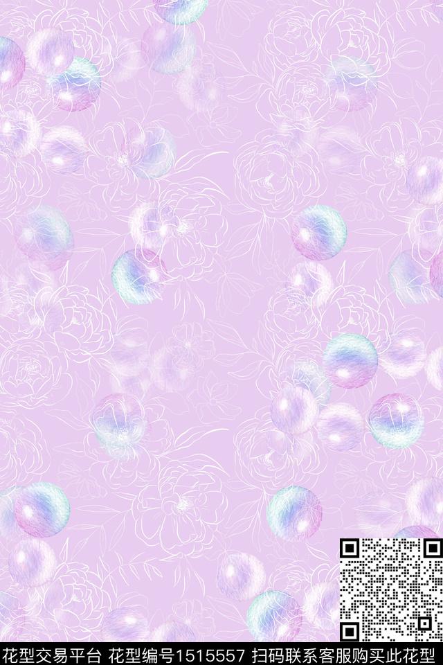 花卉大牌风小清新数码印花花型下载（图片编号: 1515557） - 瓦栏（Walan）