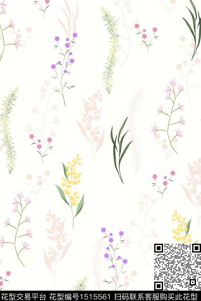 花卉大牌风小清新数码印花花型下载（图片编号: 1515561） - 瓦栏（Walan）