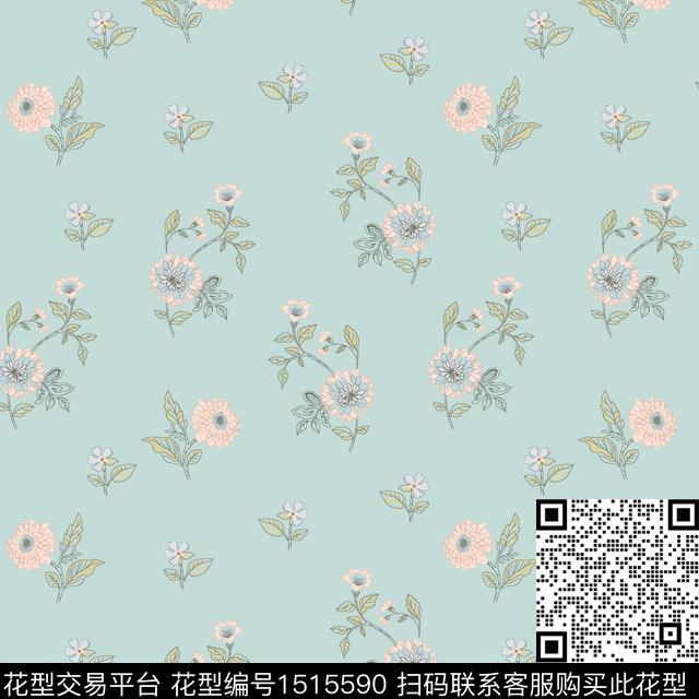 花卉小碎花手绘花卉传统印花花型下载（图片编号: 1515590） - 瓦栏（Walan）