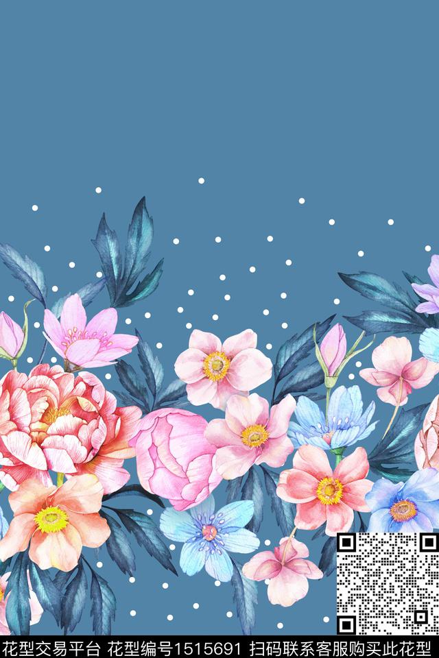 定位花床品花卉数码印花花型下载（图片编号: 1515691） - 瓦栏（Walan）