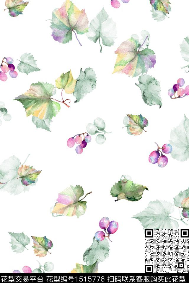 花卉大牌风小清新数码印花花型下载（图片编号: 1515776） - 瓦栏（Walan）
