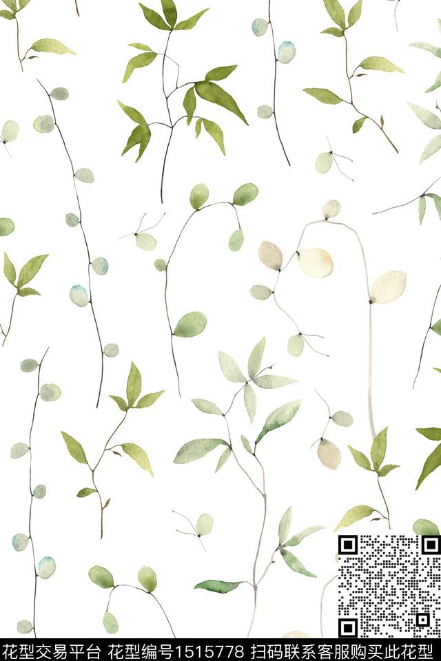花卉大牌风小清新数码印花花型下载（图片编号: 1515778） - 瓦栏（Walan）