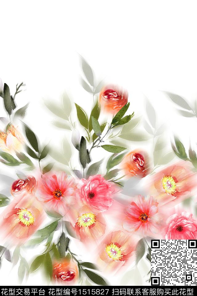 定位花花卉大花数码印花花型下载（图片编号: 1515827） - 瓦栏（Walan）