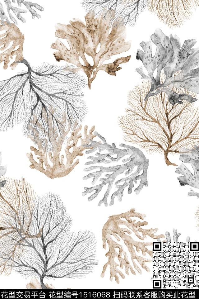 花卉大牌风小清新数码印花花型下载（图片编号: 1516068） - 瓦栏（Walan）