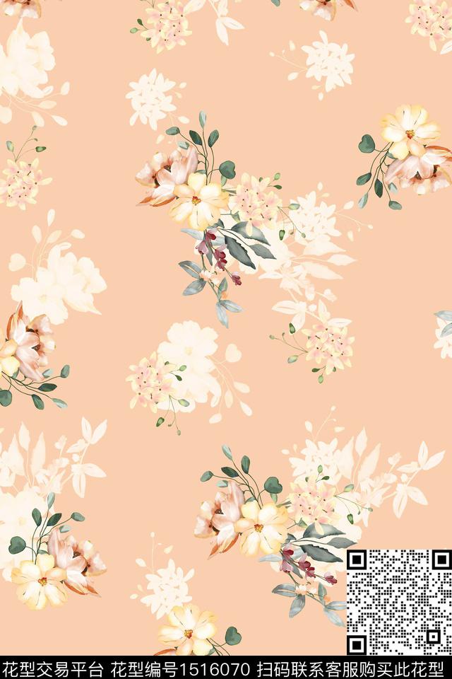 绿植树叶花卉大牌风数码印花花型下载（图片编号: 1516070） - 瓦栏（Walan）