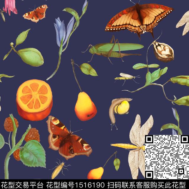 R2210048A.jpg - 1516190 - 水果 蝴蝶 复古风 - 数码印花花型 － 女装花型设计 － 瓦栏