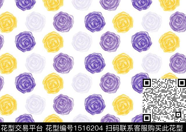 花卉大牌风创意数码印花花型下载（图片编号: 1516204） - 瓦栏（Walan）