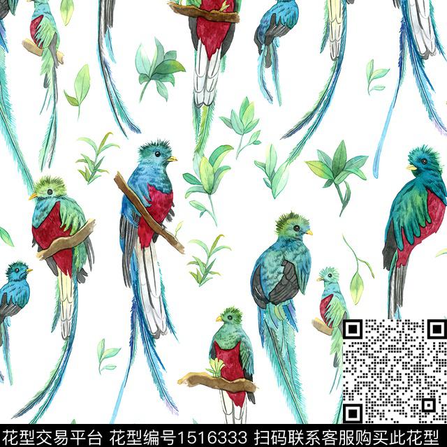 R2210053.jpg - 1516333 - 鹦鹉 鸟 热带花型 - 传统印花花型 － 女装花型设计 － 瓦栏