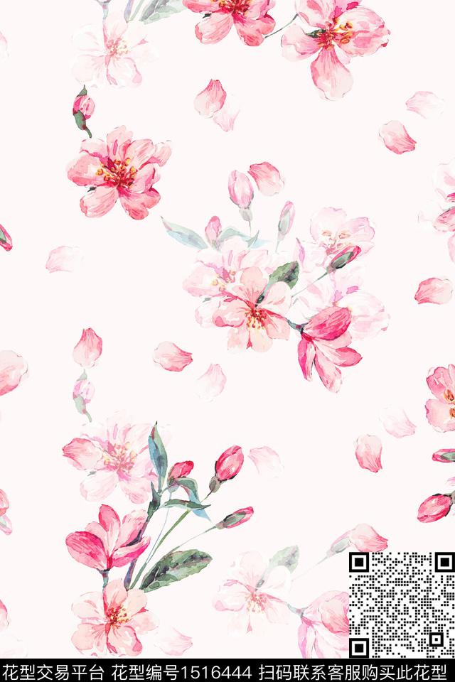 花卉大牌风小清新数码印花花型下载（图片编号: 1516444） - 瓦栏（Walan）