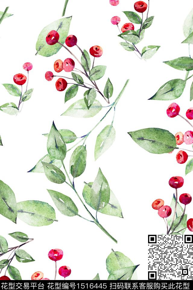 花卉大牌风小清新数码印花花型下载（图片编号: 1516445） - 瓦栏（Walan）