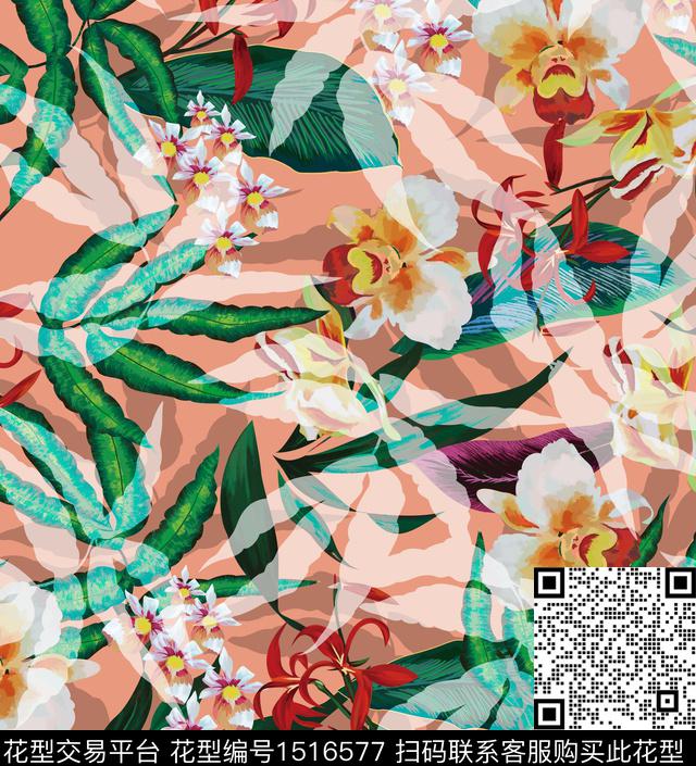 01.jpg - 1516577 - 绿植树叶 数码花型 民族花卉 - 数码印花花型 － 女装花型设计 － 瓦栏