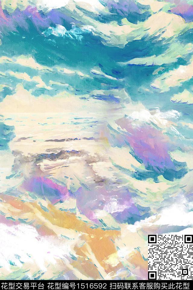 肌理抽象小清新数码印花花型下载（图片编号: 1516592） - 瓦栏（Walan）